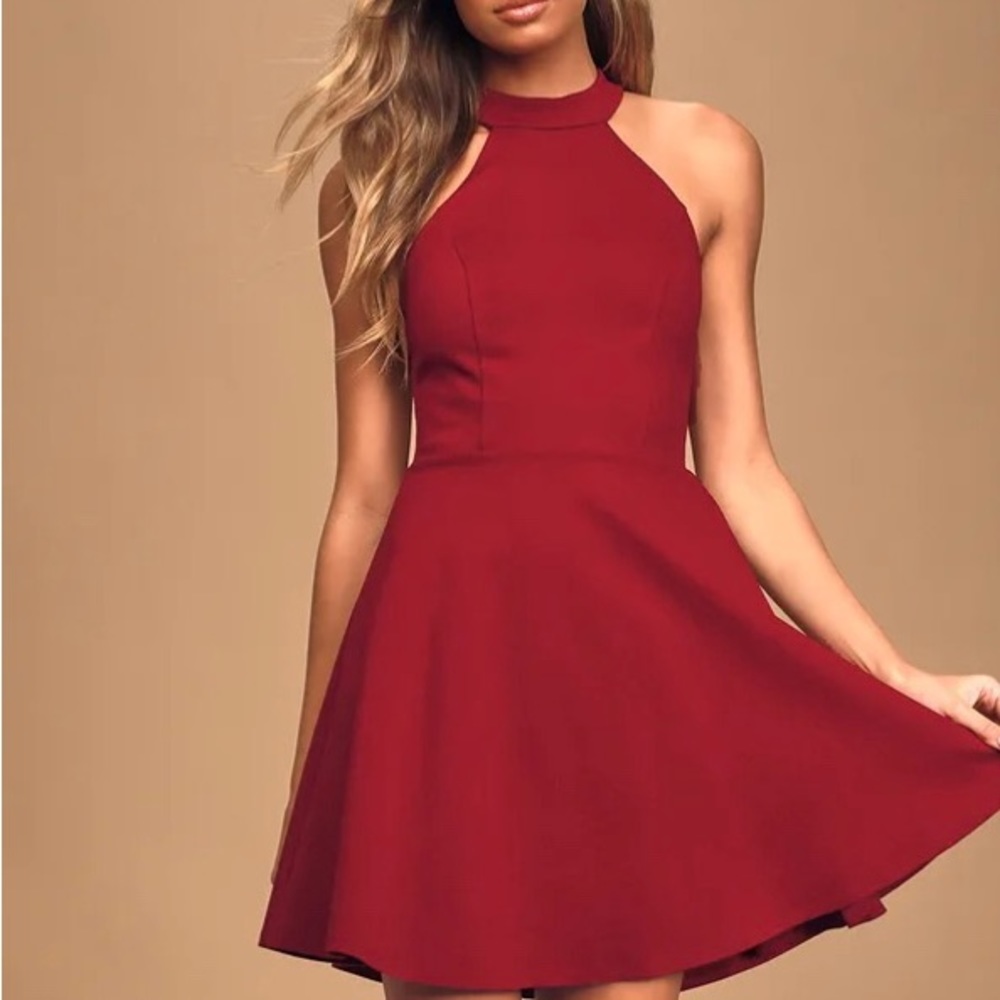 Juniors Hometown Girl Wine Red Lace Skater Dress